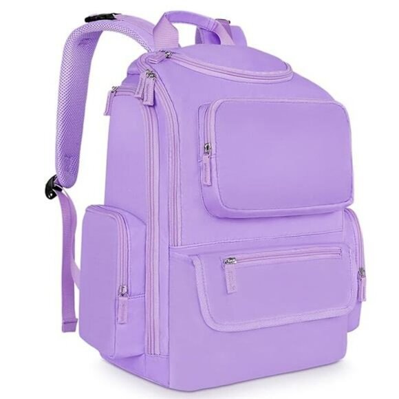 Mancro Large Diaper Bag Backpack for Baby Girl Boy Travel Mom Dad Purple - Picture 7 of 7